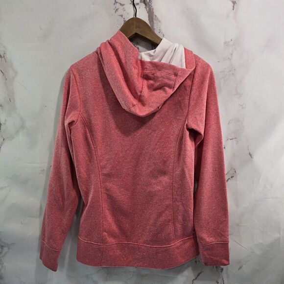 The North Face Hoodie Womens Small Pink Heathered Sweatshirt Pullover White Logo - Picture 5 of 10